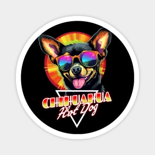 Retro Wave Chihuahua Hot Dog Shirt Magnet